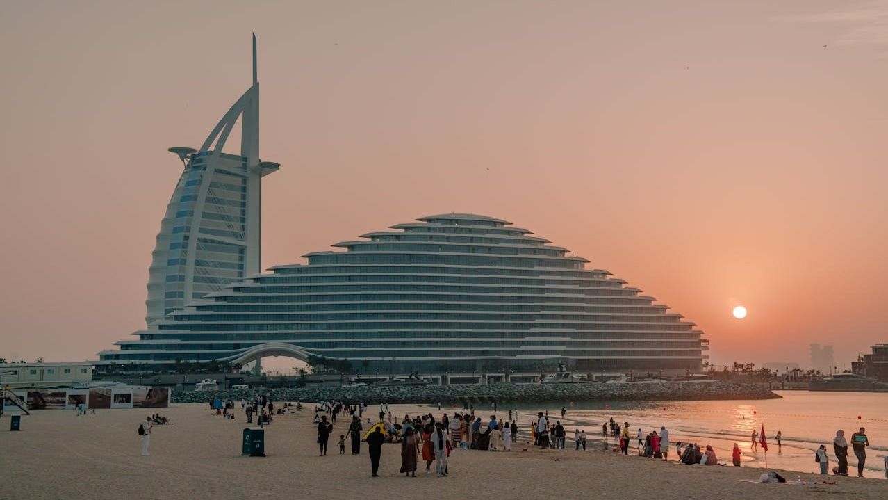 Sunset over the sea in Dubai.