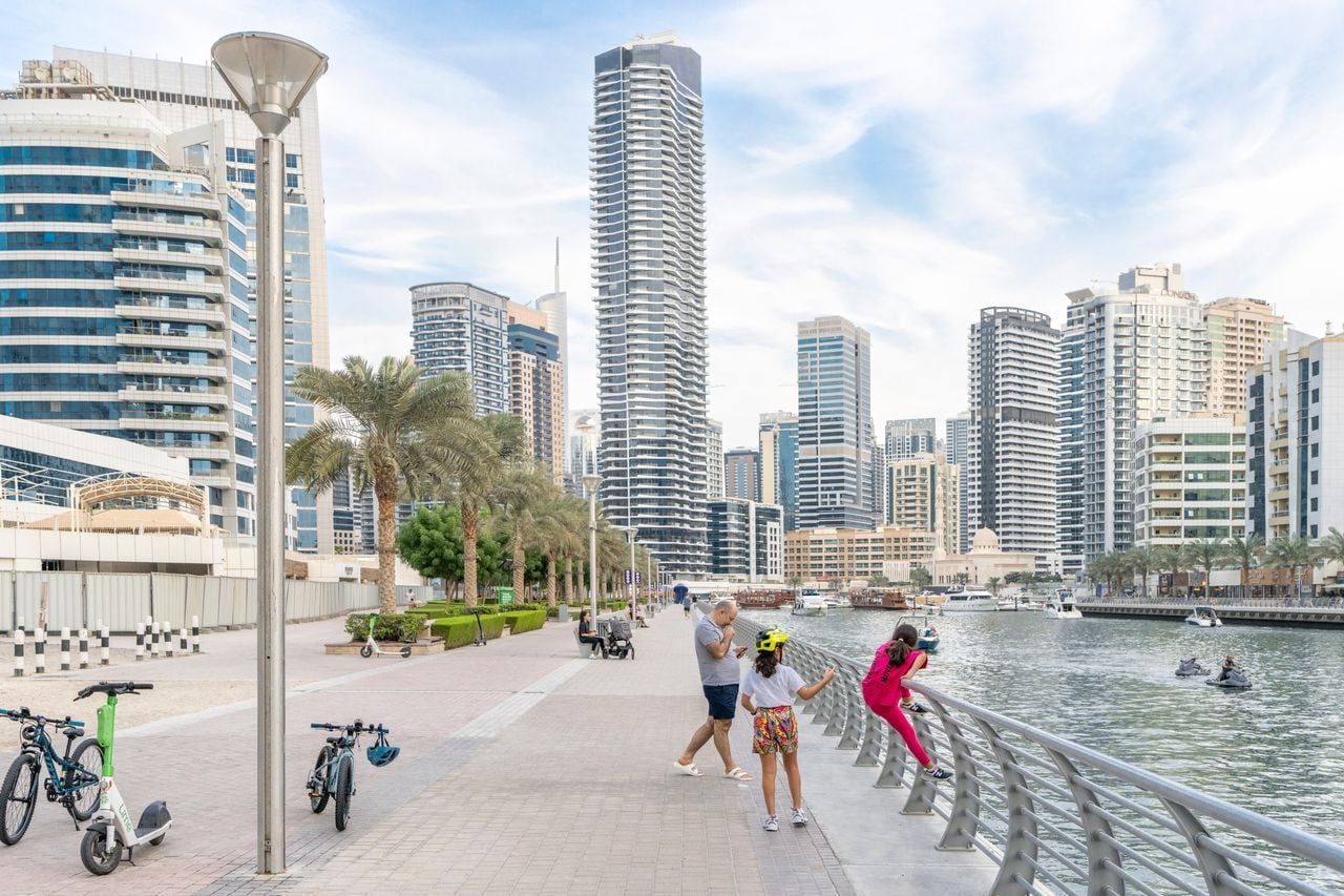 The Dubai Marina Promenade.