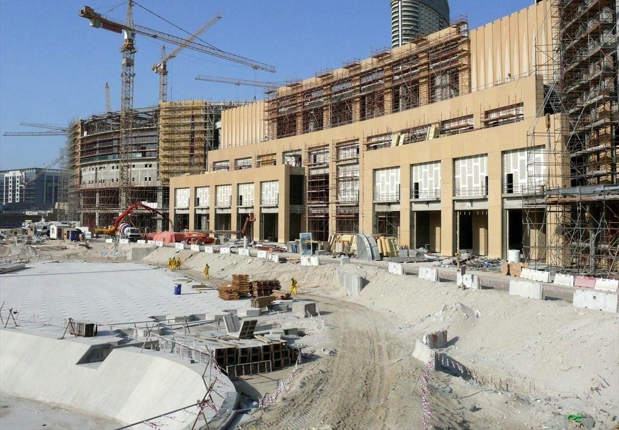 Dubai Mall during construction in 2008