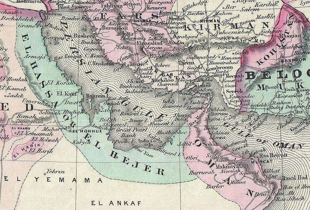 Map of the Arabian Peninsula from 1870