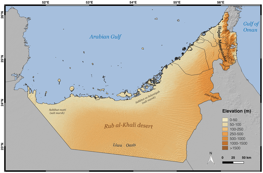 Geographical map of the UAE